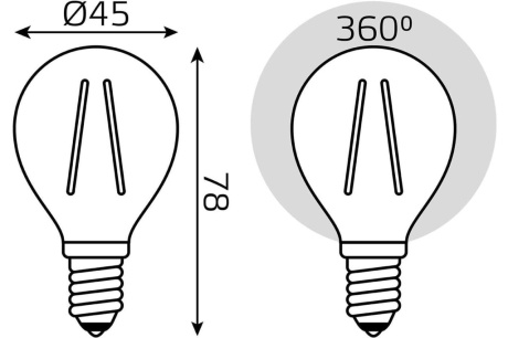 Купить Лампа светодиодная GAUSS диммируемая шар филамент 220V 7W Е14 4100K 580lm 105801207-S фото №4
