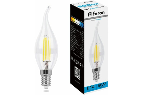 Купить Лампа светодиодная FERON LB-74 свеча на ветру филамент 9W 230V E14 2700K фото №1