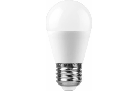 Купить Лампа светодиодная FERON LB-750 11W 230V E27 G45 шар 6400K 955lm 45*90mm 25951 фото №2