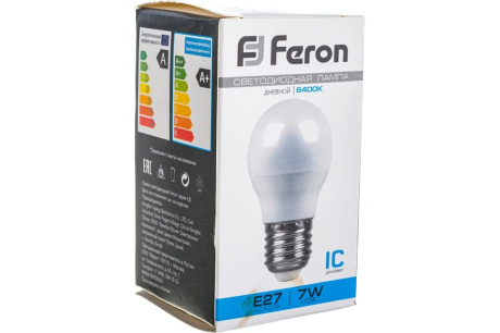 Купить Лампа светодиодная FERON LB-95 7W 230V E27 шар 6400K 45*82mm 600lm 25483 фото №6